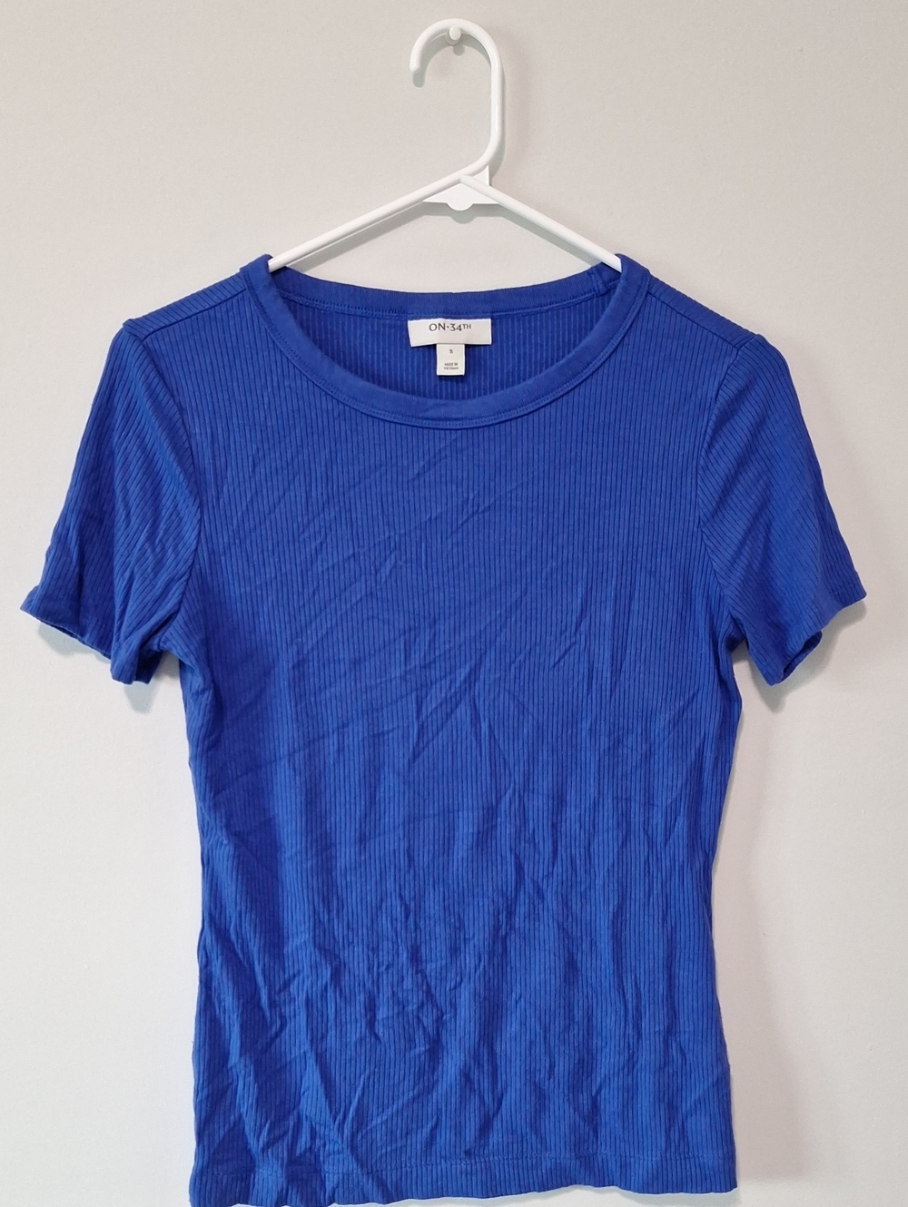 On 34th Ribbed Short Sleeve Tee in Royal Blue